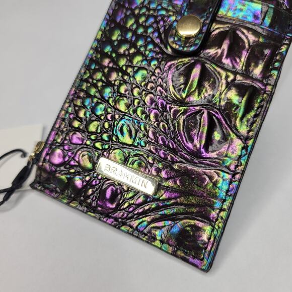 BRAHMIN Credit Card Wallet Black Pearl Ombre Melbourne Genuine Leather NWT - Picture 5 of 12